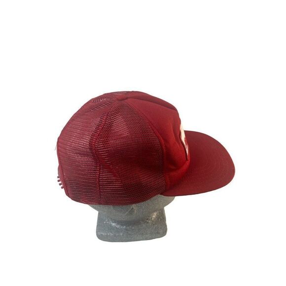 Vintage New Era Raychem Red Trucker Snapback Hat With Dupont Visor NWOT - Picture 4 of 8